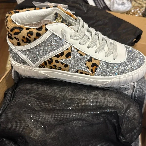 Vintage Havana Always Leopard High Top Glitter Sneakers Casual Shoes SZ  NEW